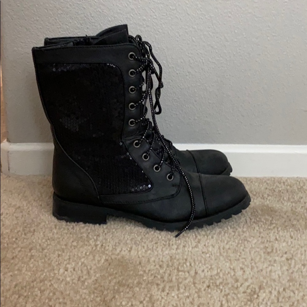 black boots with sequins